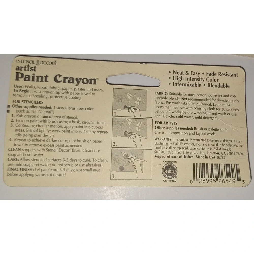 Lot 3 PAINT CRAYONs Stencil‎ Decor Fade Resistant Oil Base Paint Sticks ARTIST